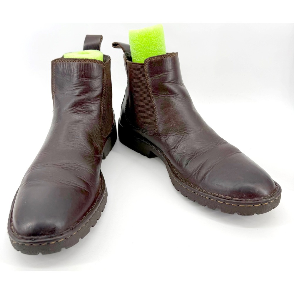 Born Chelsea Boots Mens 8.5M Dark Brown Leather Lug Sole Comfort Boho Heritage